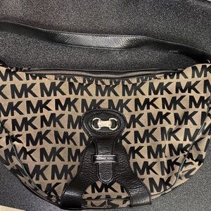 Michael Kors Black and Brown Hobo Shoulder Bag